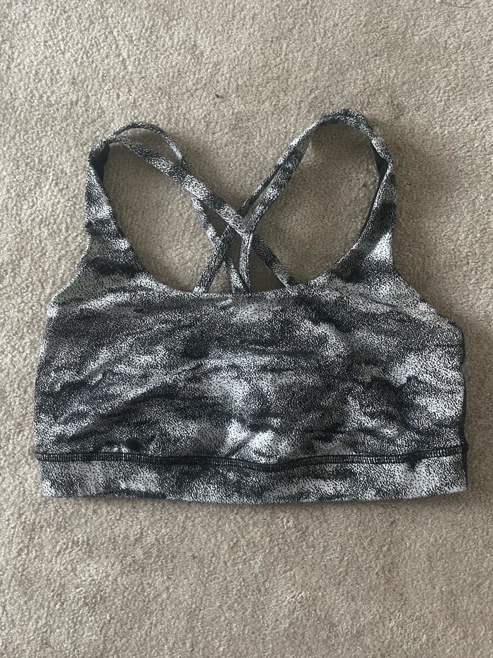 Lululemon Black & White Printed Crossback Sports Bra